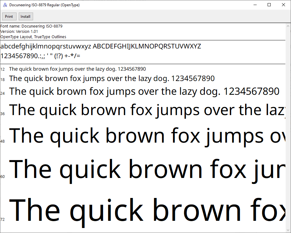 Docuneering ISO-8879 Regular font
