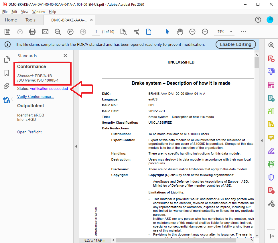 Docuneering - PDF/A-1B Validation succeeded