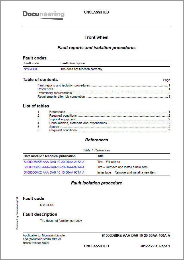 S1000D Issue 4.1 Demo Dataset - Fault doctype