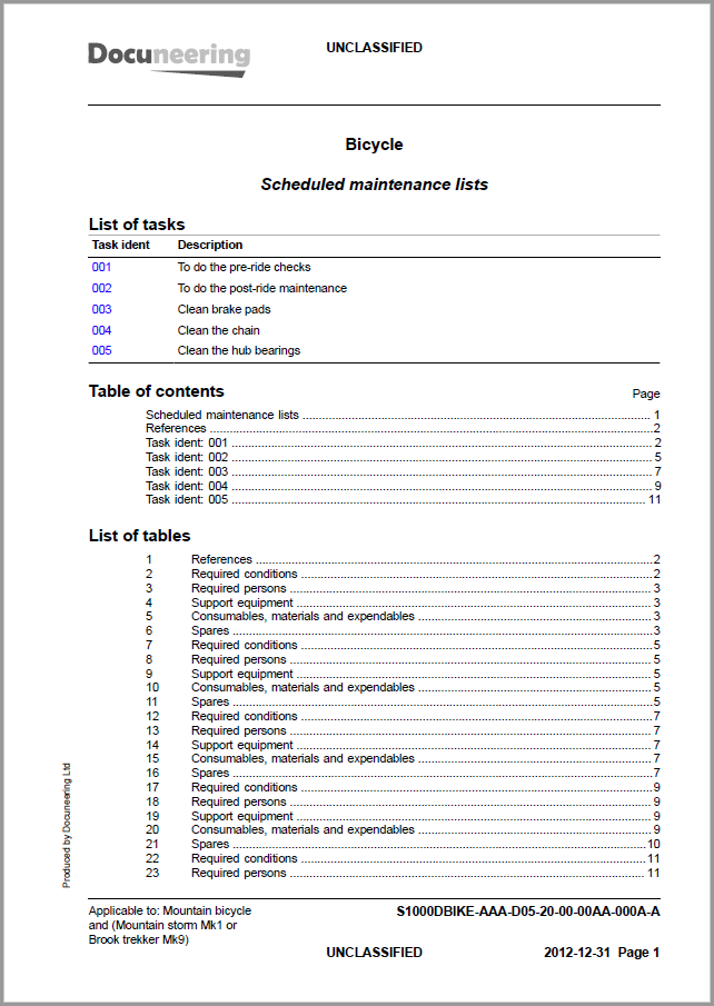 S1000D Issue 4.1 Demo Dataset - Schedul doctype