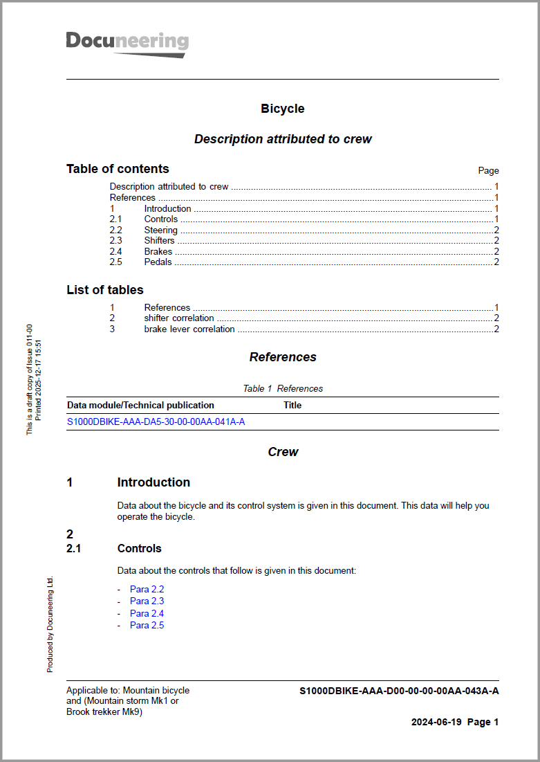 S1000D Issue 6 Demo Dataset - Crew Data Module