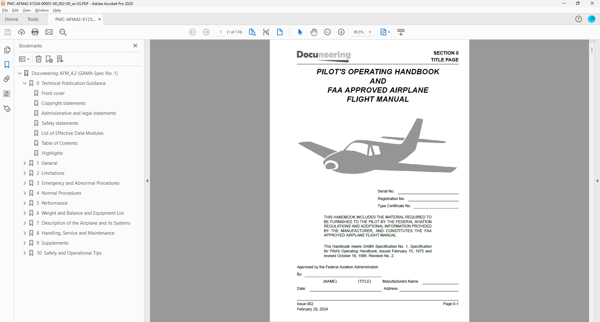S1000D Airplane Flight Manual (AFM) output PDF