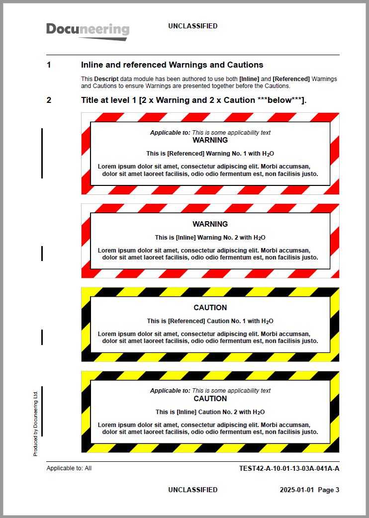 S1000D - Referenced and Inline Warnings